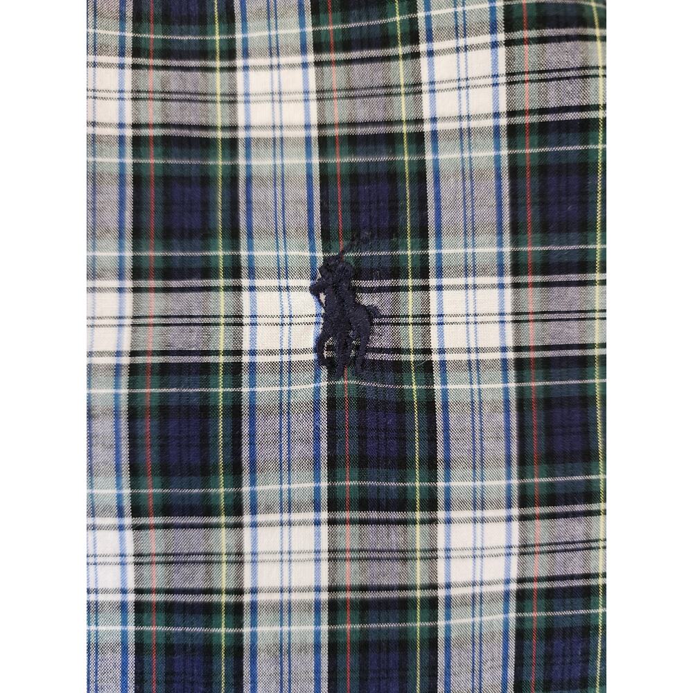 Ralph Lauren Classic Fit Youth XLarge Blue Plaid Button Down Long Sleeve Preppy - Picture 2 of 6